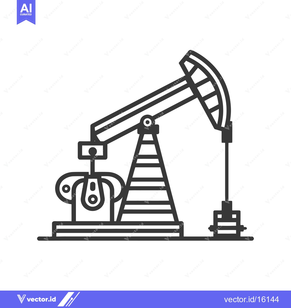 Premium Vector of A Line Drawing of an Oil Pump Jack
