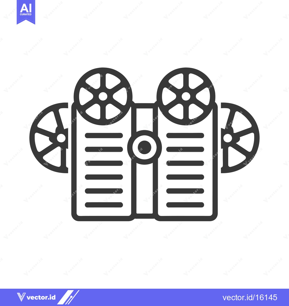 Premium Vector dari A line drawing of an old movie projector with film reels