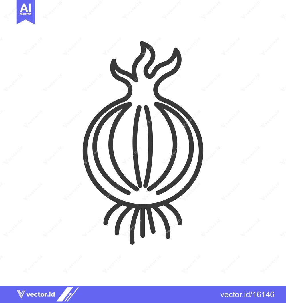 Premium Vector dari A Line Drawing of an Onion with Roots