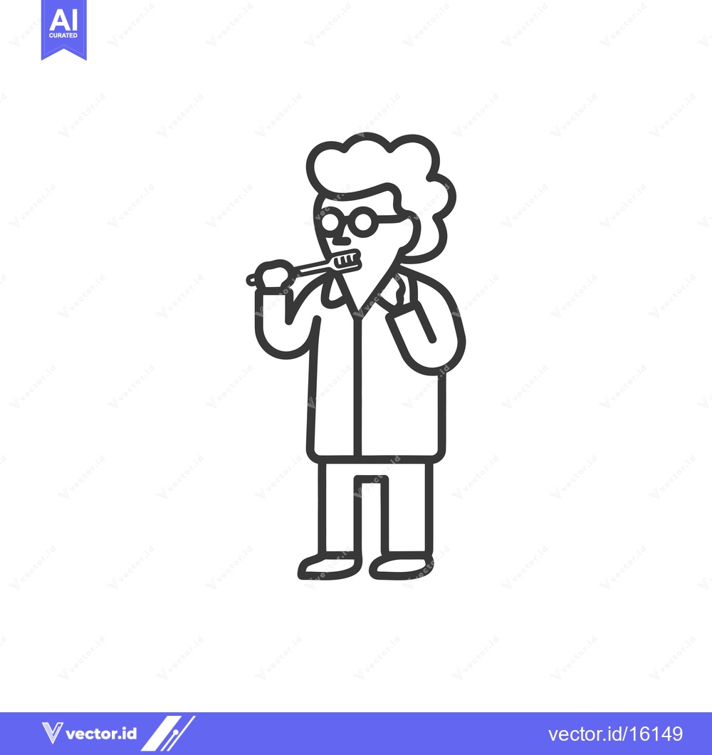 Premium Vector of A Line Drawing of a Person Brushing Their Teeth