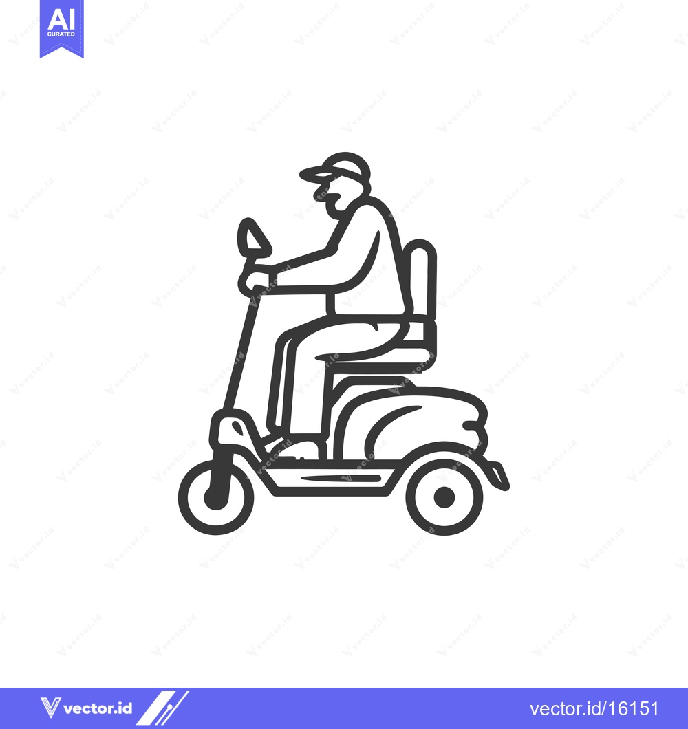 Premium Vector dari A line drawing of a person driving a mobility scooter