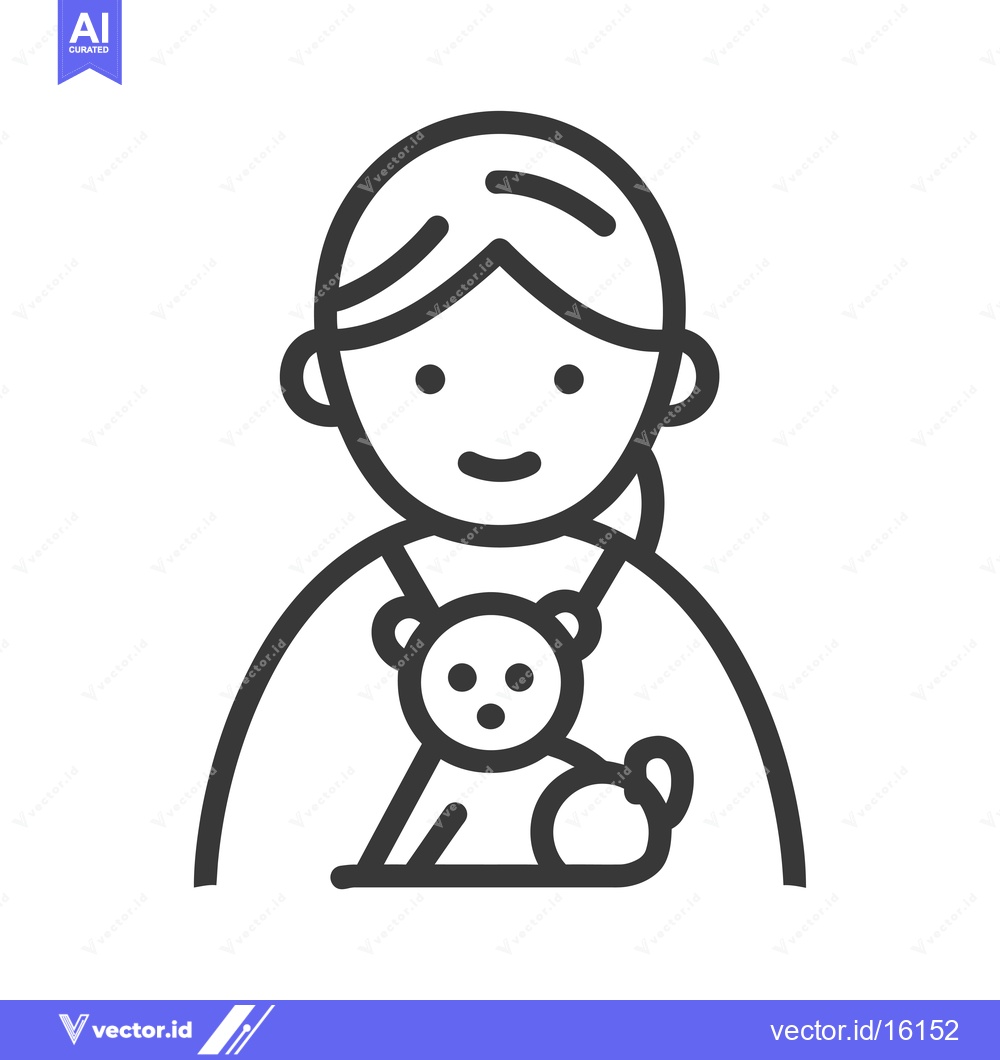 Premium Vector of A Line Drawing of a Person Holding a Teddy Bear