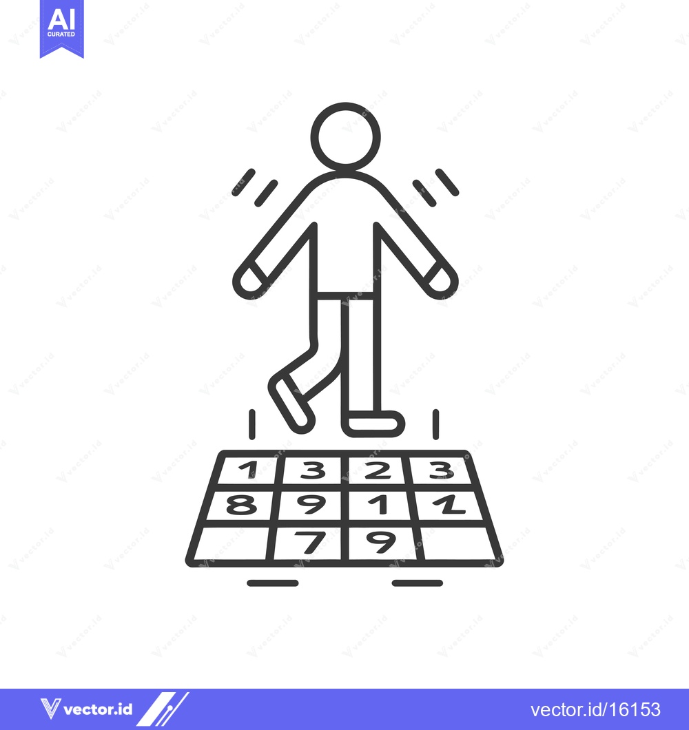 Premium Vector dari A Line Drawing of a Person Jumping on a Numbered Mat