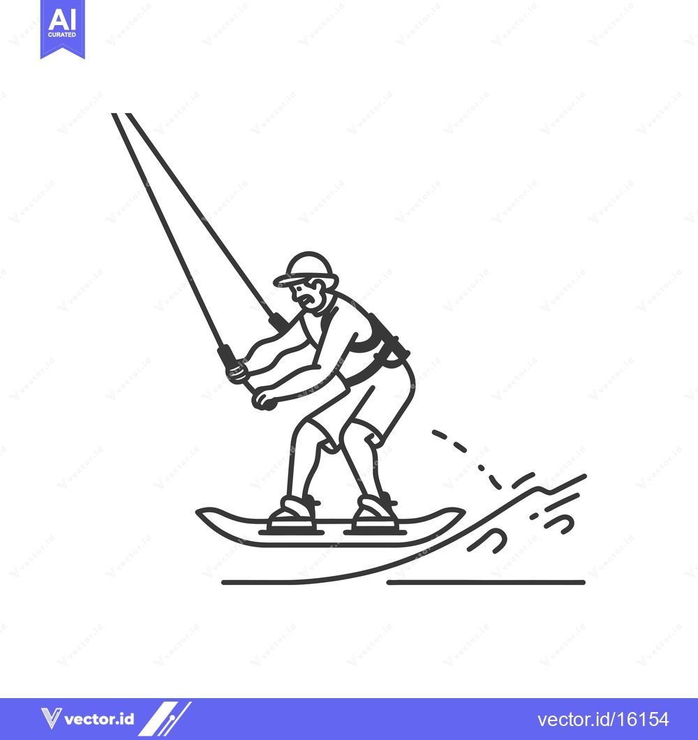 Premium Vector of A Line Drawing of a Person Kiteboarding