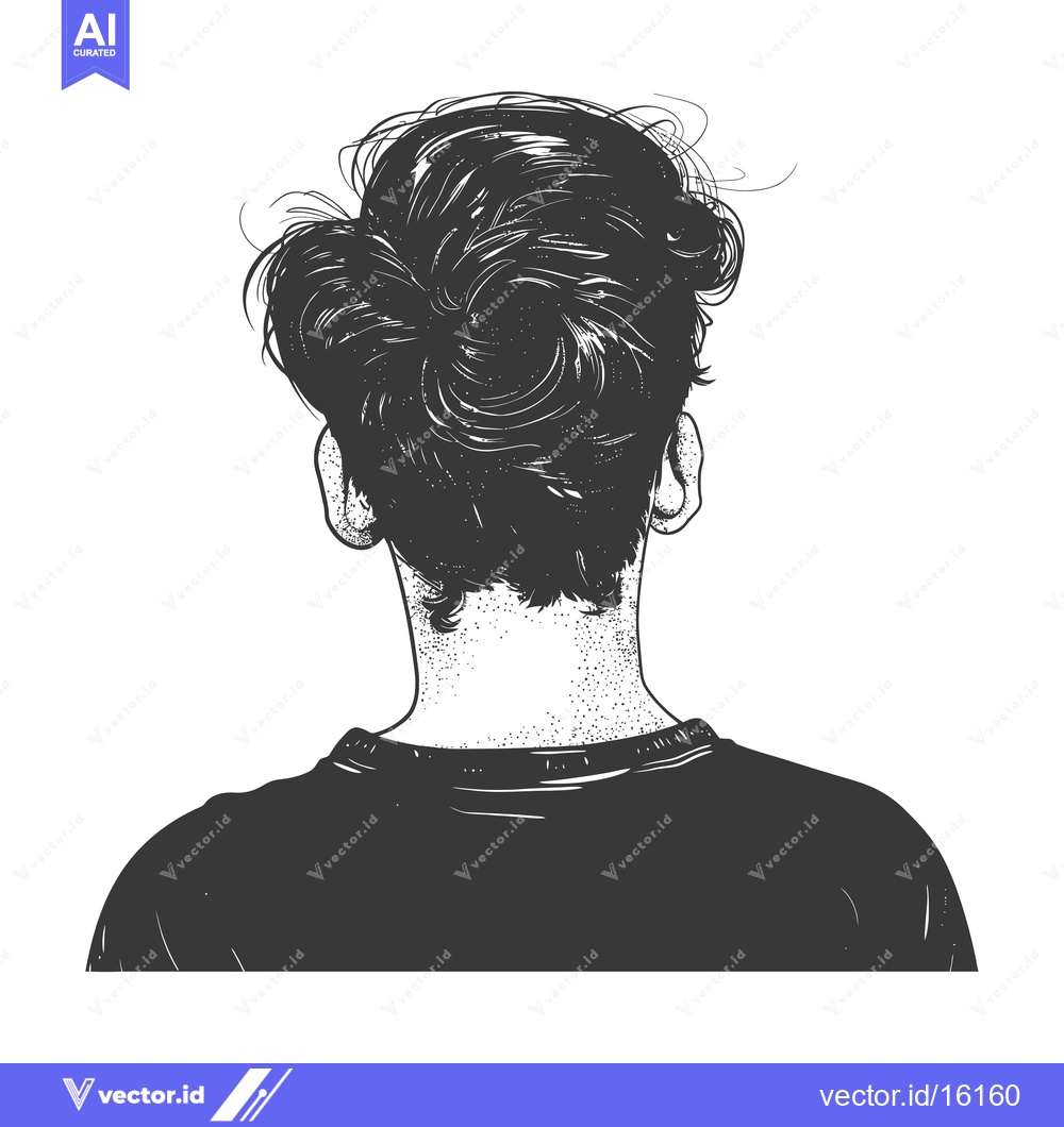 Premium Vector dari A Line Drawing of a Person's Back with Short, Choppy Hair