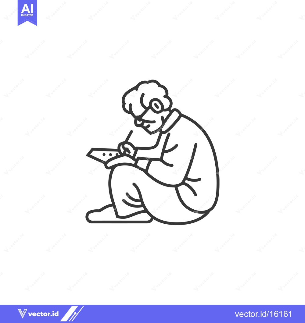 Premium Vector dari A Line Drawing of a Person Sitting and Writing