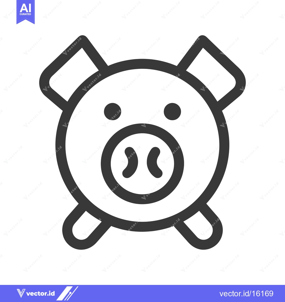 Premium Vector dari A Line Drawing of a Pig's Head with Rounded Ears