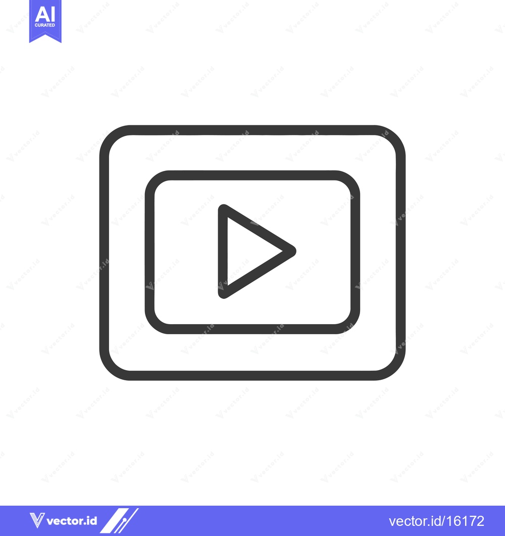 Premium Vector dari A line drawing of a play button inside a rectangle