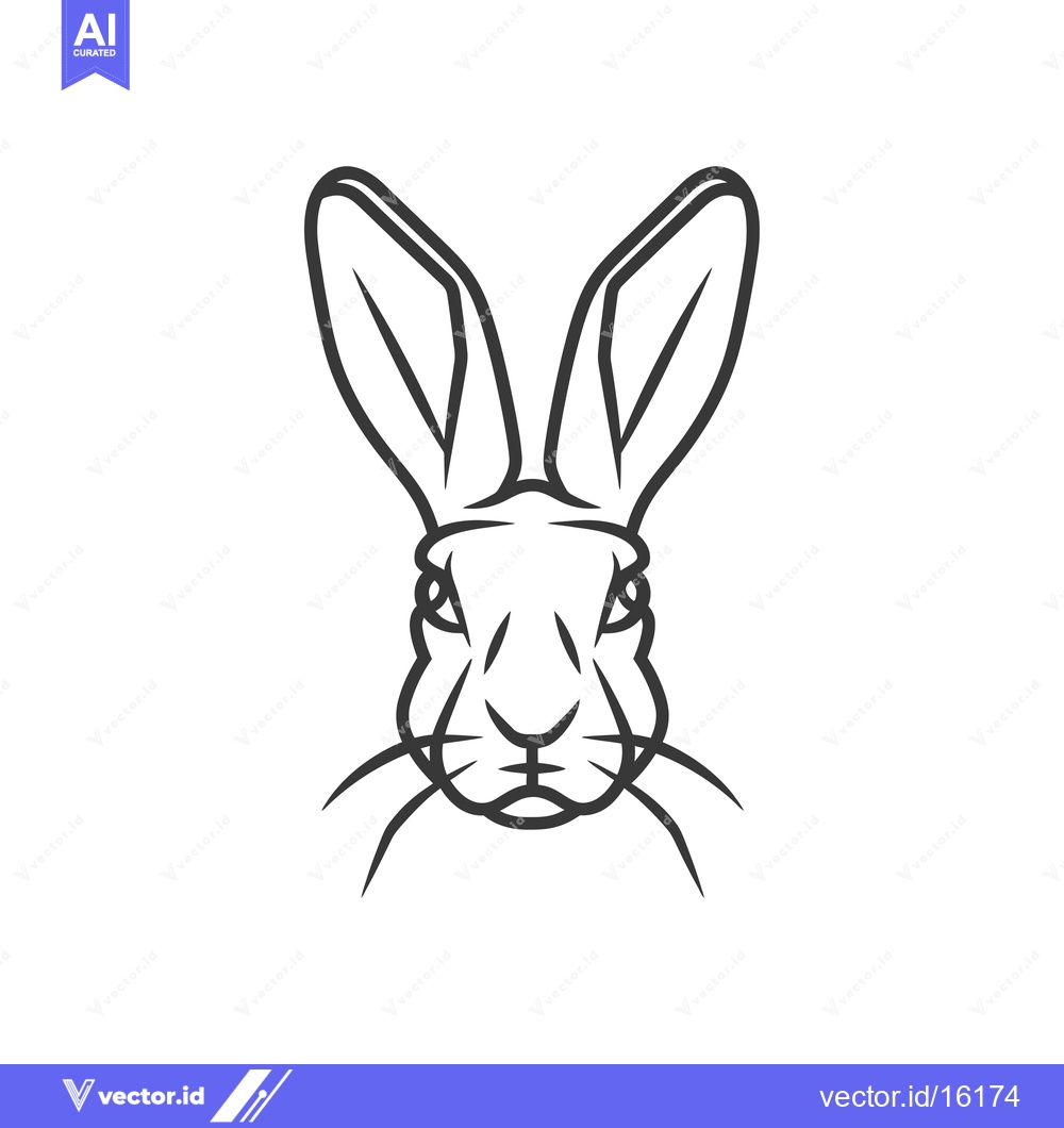 Premium Vector of A Line Drawing of a Rabbit's Face with Long Ears