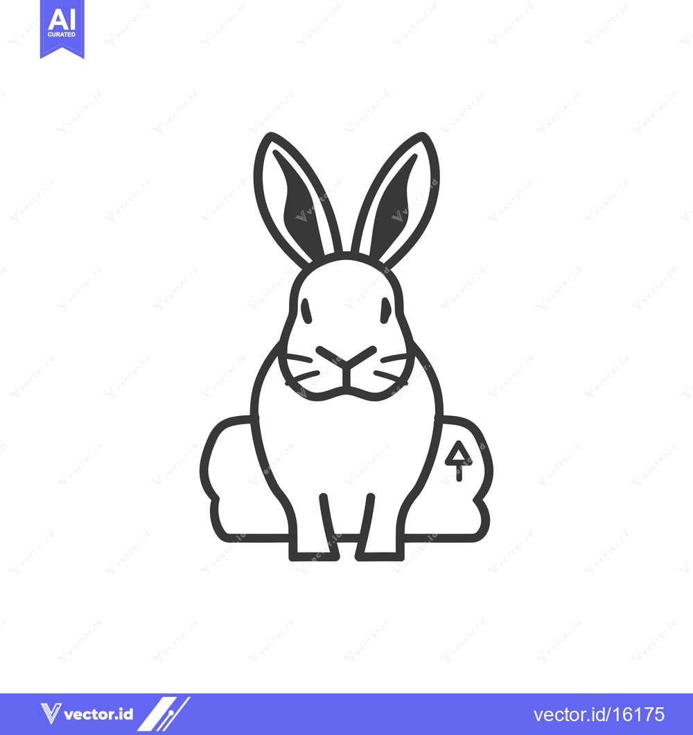 Premium Vector of A Line Drawing of a Rabbit Sitting on a Cloud