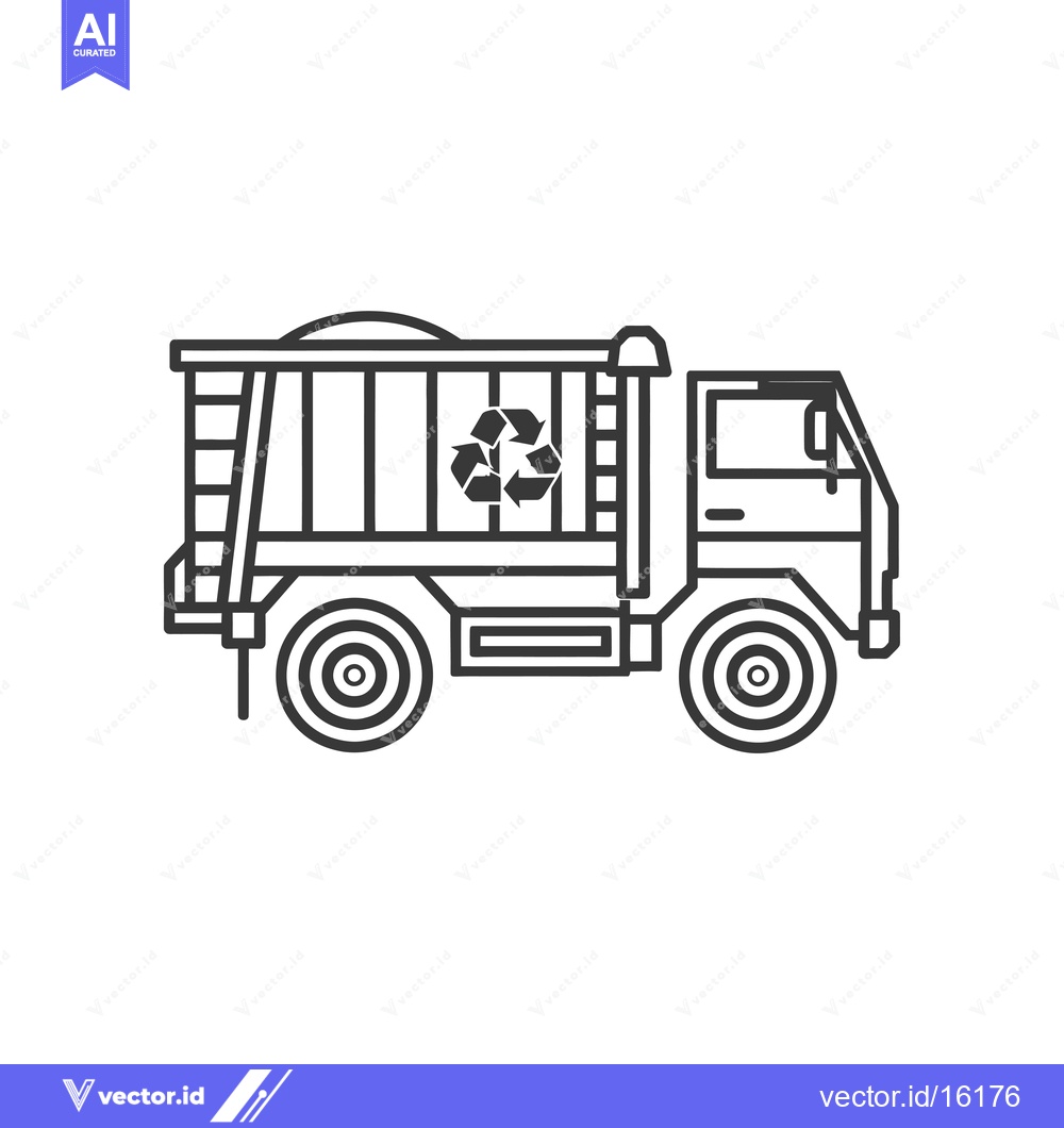 Premium Vector of A Line Drawing of a Recycling Truck