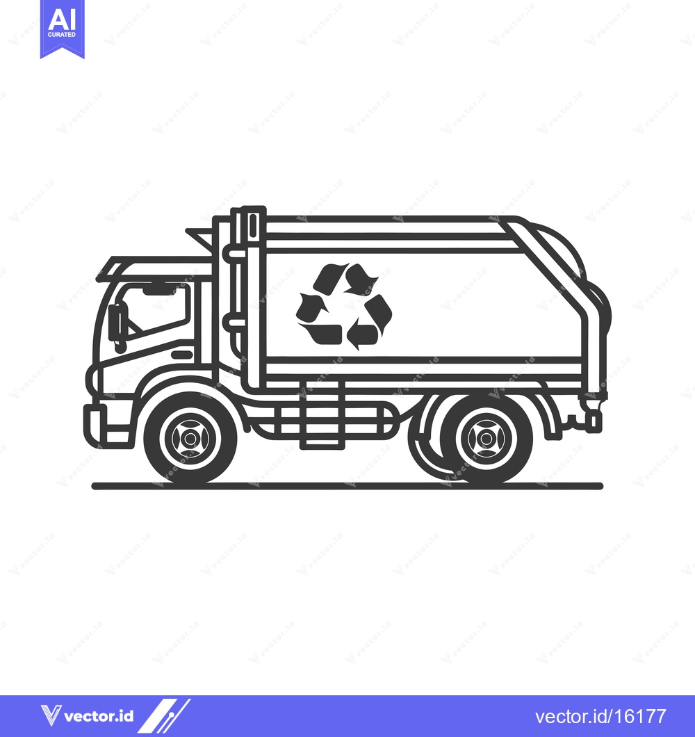 Premium Vector of A Line Drawing of a Recycling Truck