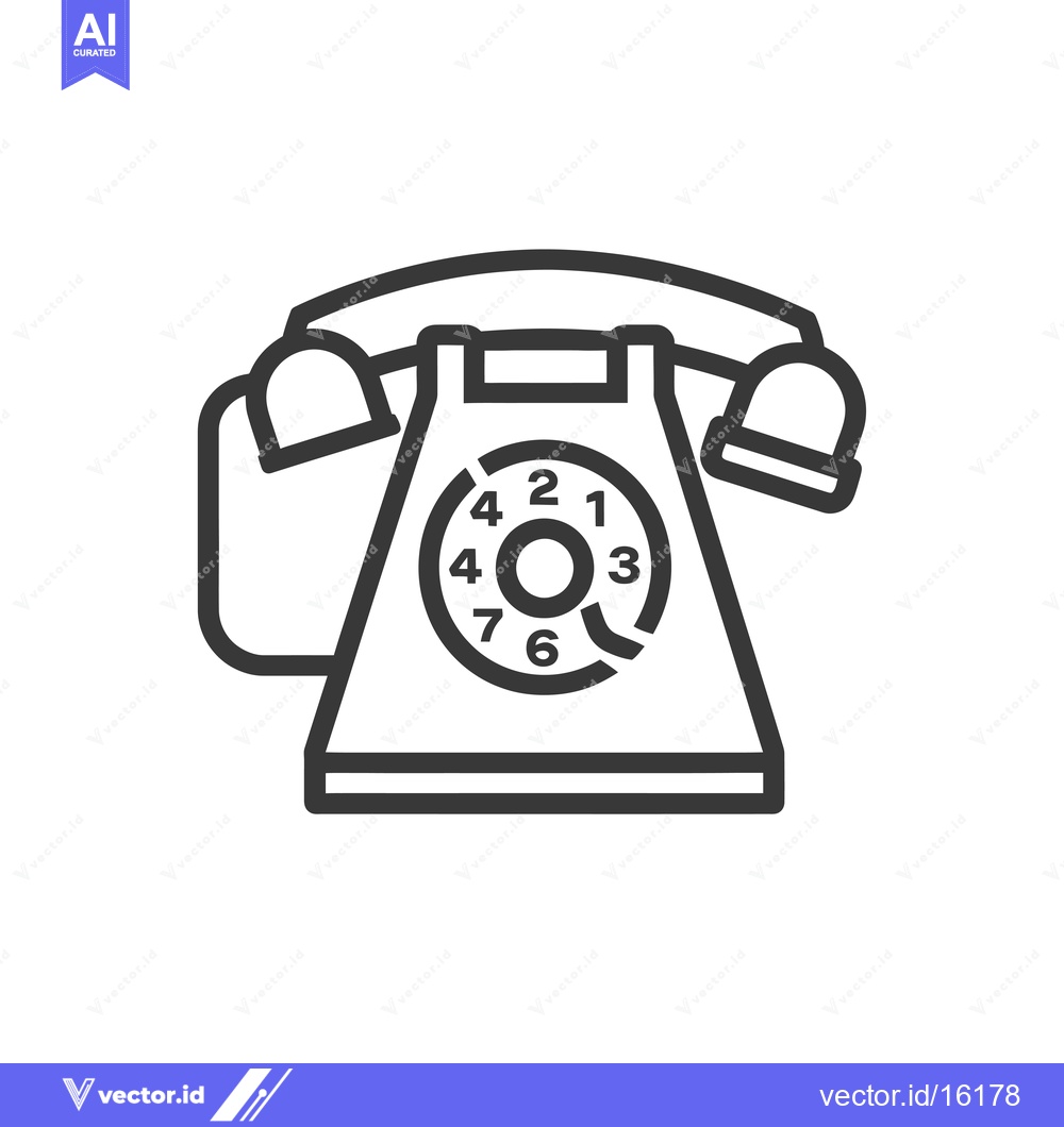 Premium Vector dari A Line Drawing of a Retro Rotary Dial Phone