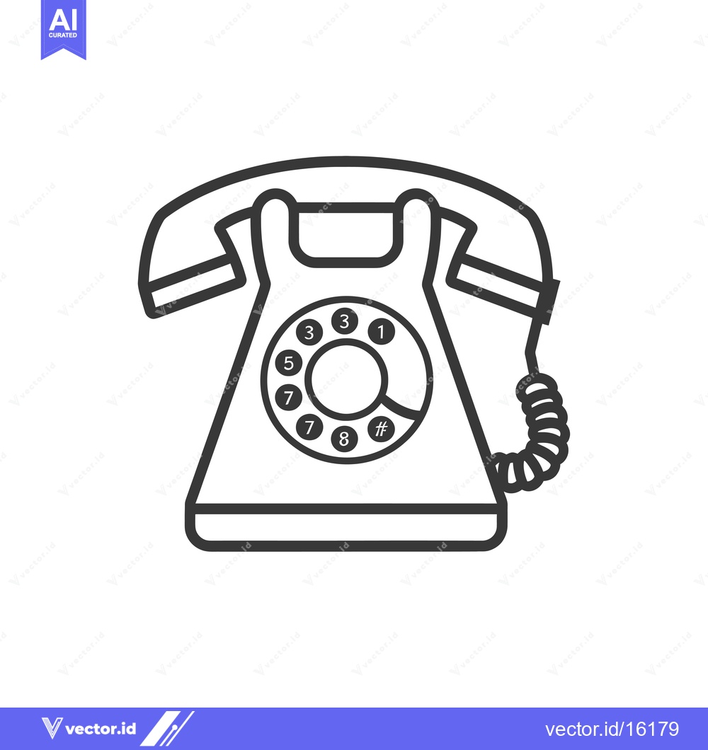 Premium Vector dari A Line Drawing of a Rotary Dial Phone