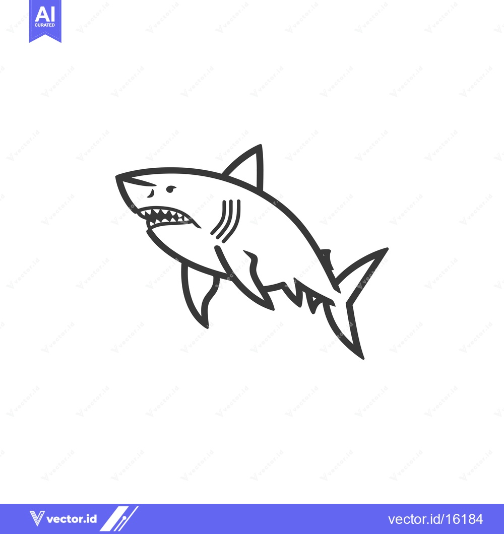 Premium Vector of A Line Drawing of a Shark with its Mouth Open