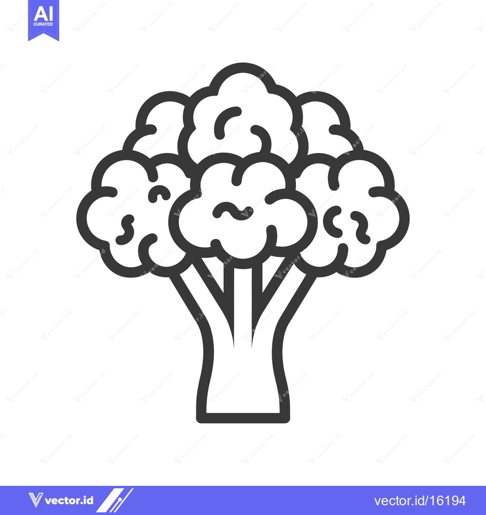 Premium Vector dari A Line Drawing of a Single Broccoli Floret