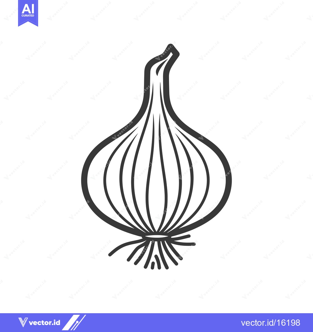 Premium Vector of A Line Drawing of a Single Onion with Roots
