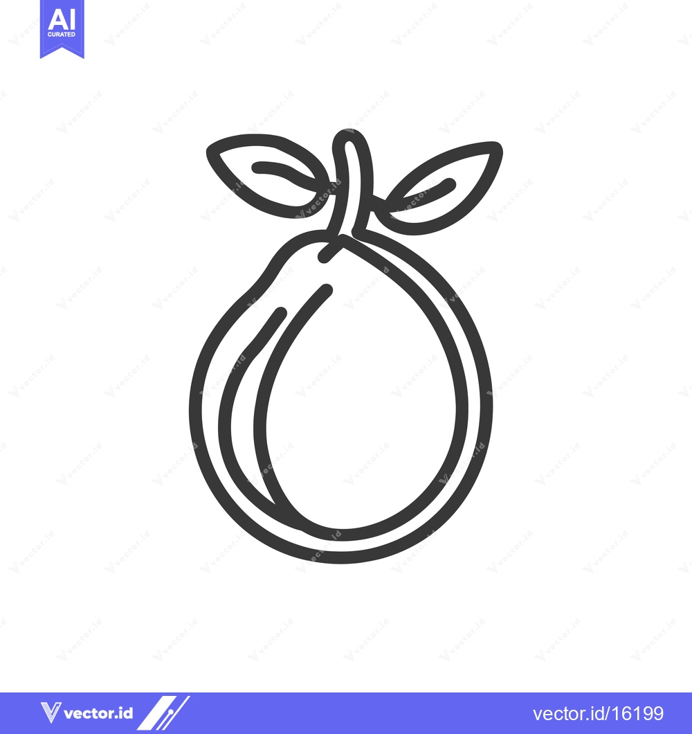 Premium Vector dari A Line Drawing of a Single Plum with Leaves