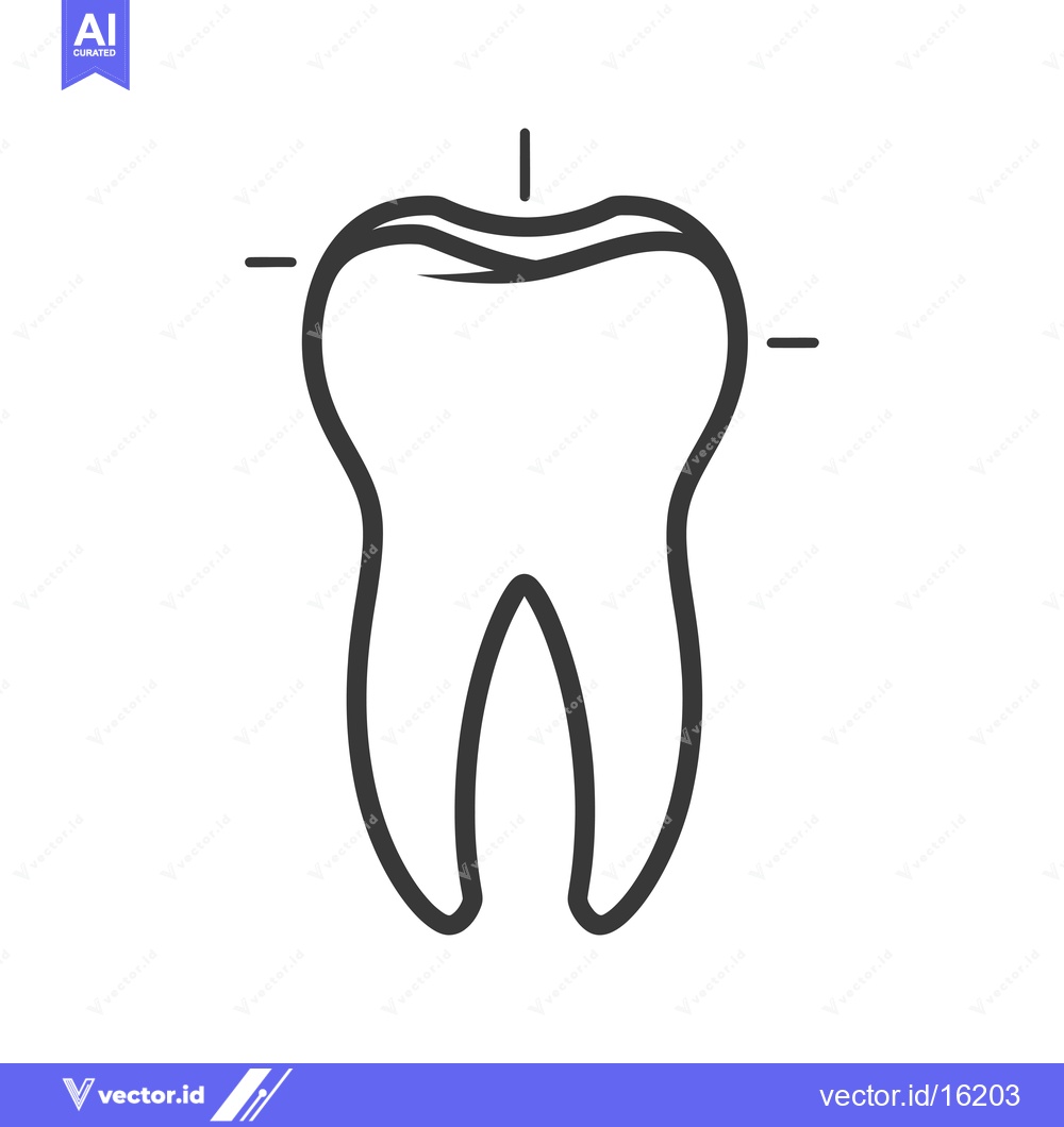 Premium Vector dari A Line Drawing of a Single Tooth with a White Background