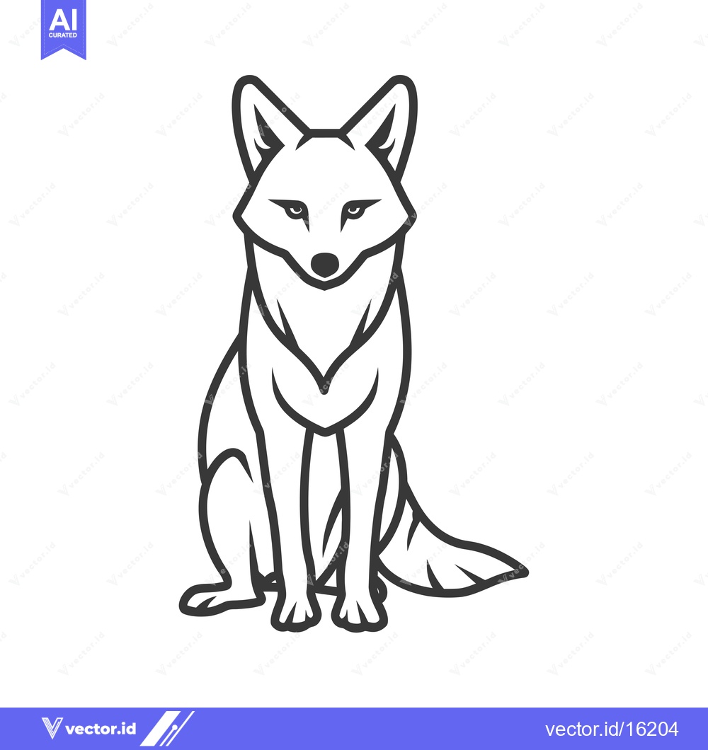 Premium Vector dari A Line Drawing of a Sitting Coyote