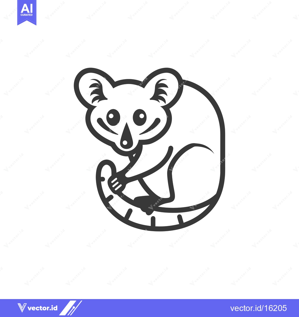 Premium Vector dari A Line Drawing of a Sitting Lemur with Large Eyes