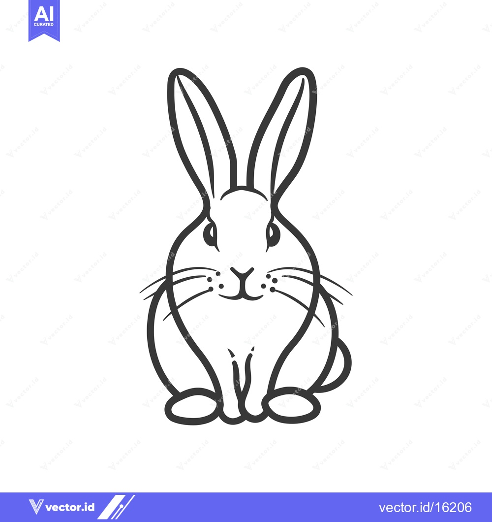 Premium Vector dari A Line Drawing of a Sitting Rabbit