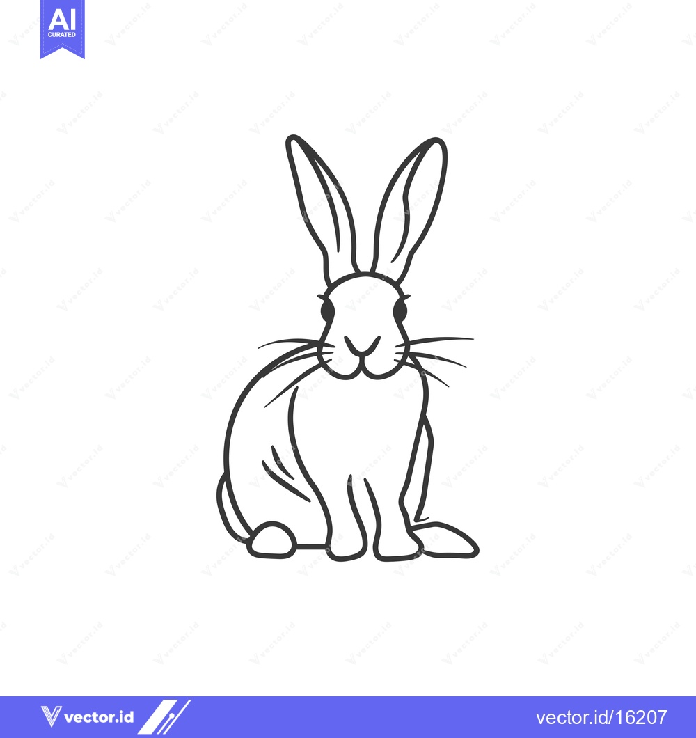 Premium Vector dari A Line Drawing of a Sitting Rabbit