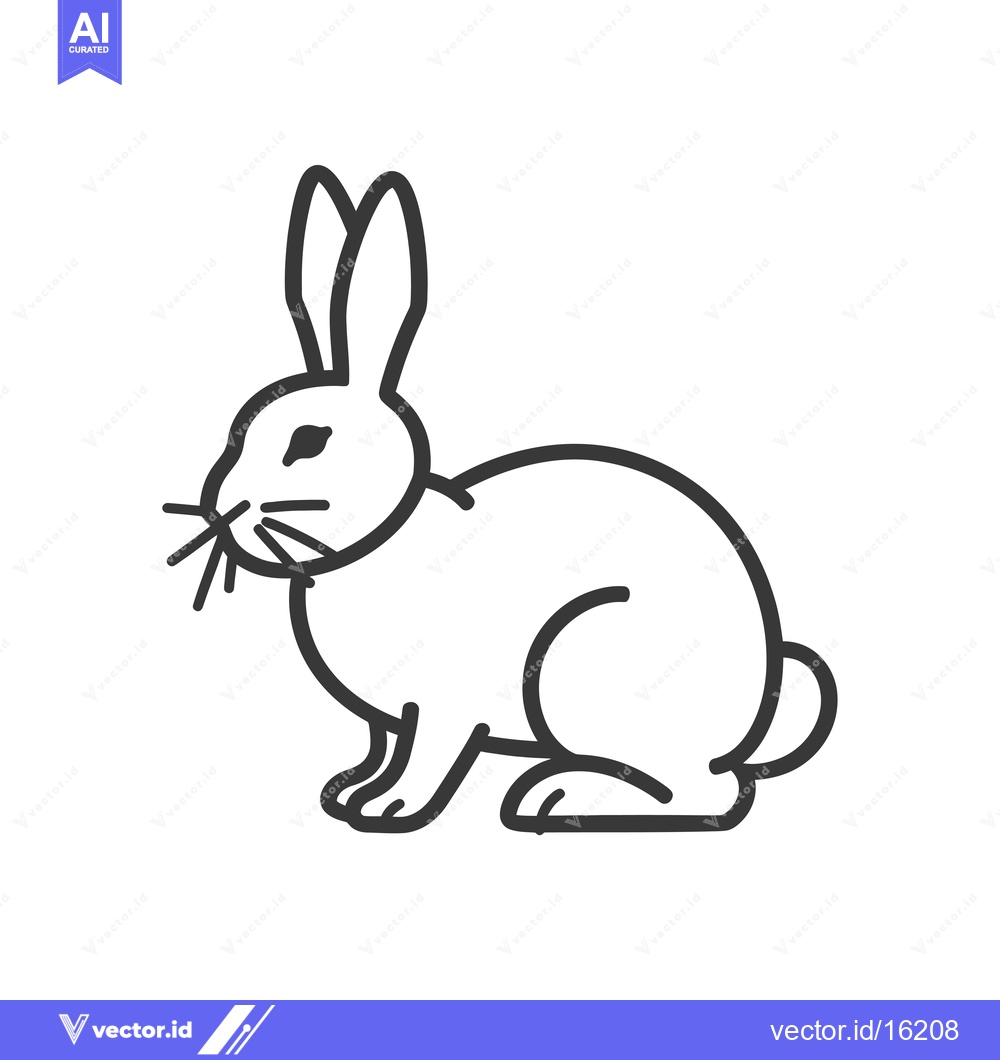 Premium Vector dari A Line Drawing of a Sitting Rabbit