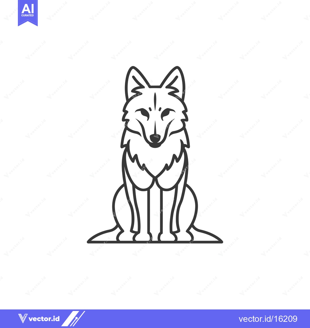 Premium Vector dari A Line Drawing of a Sitting Wolf