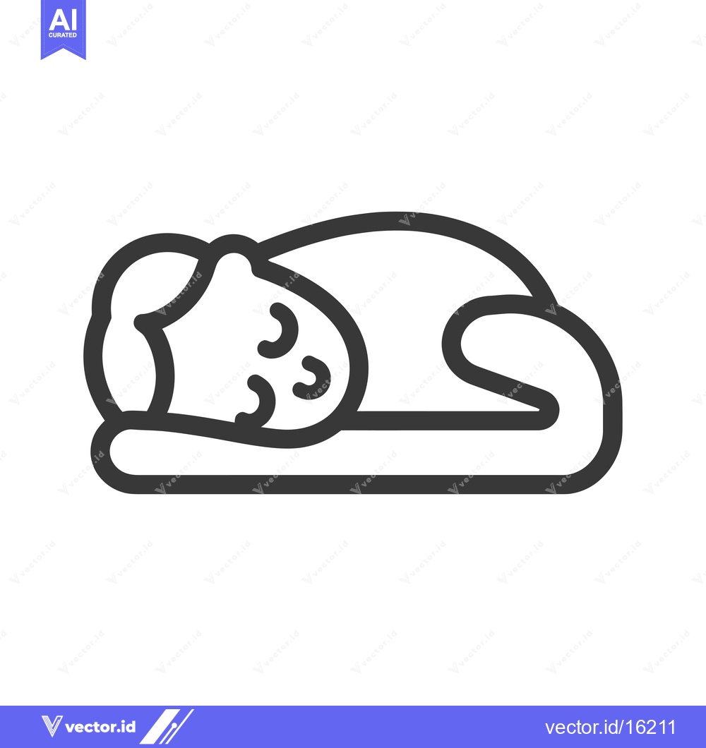 Premium Vector of A line drawing of a sleeping cat curled up