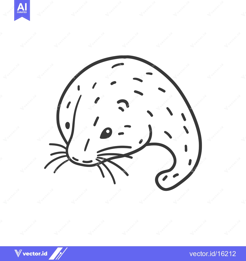 Premium Vector dari A Line Drawing of a Small, Curled-Up Animal with Whiskers