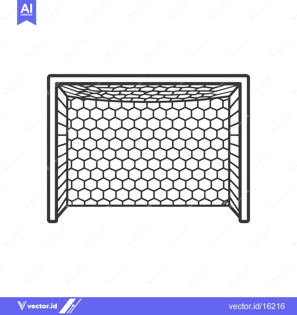 Premium Vector dari A Line Drawing of a Soccer Goal with a Hexagonal Net