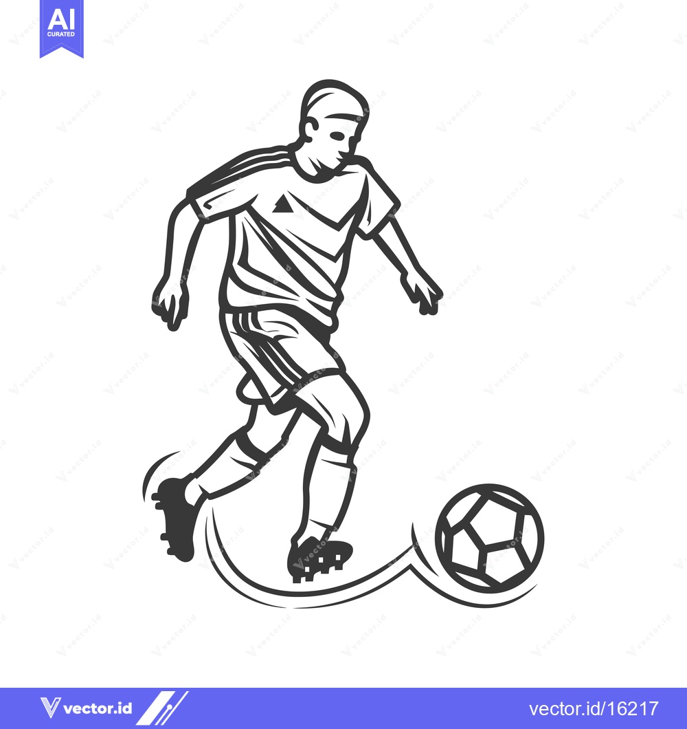 Premium Vector dari A Line Drawing of a Soccer Player Dribbleing the Ball