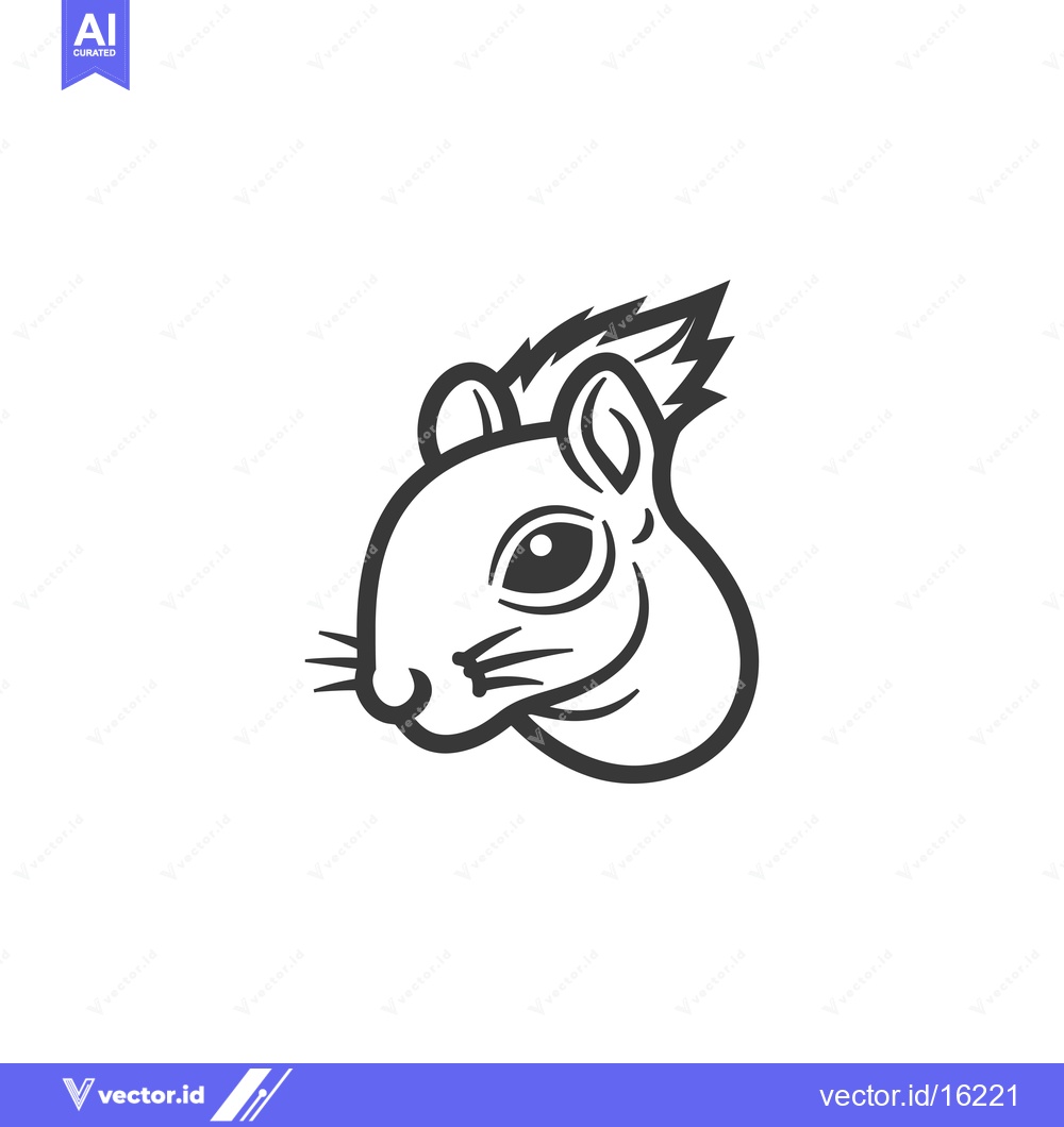 Premium Vector dari A Line Drawing of a Squirrel's Head Facing Left