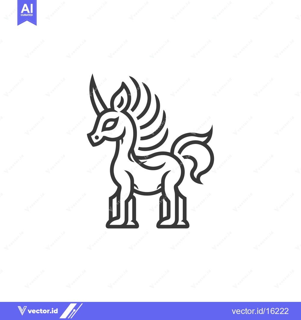 Premium Vector dari A Line Drawing of a Stylized Unicorn
