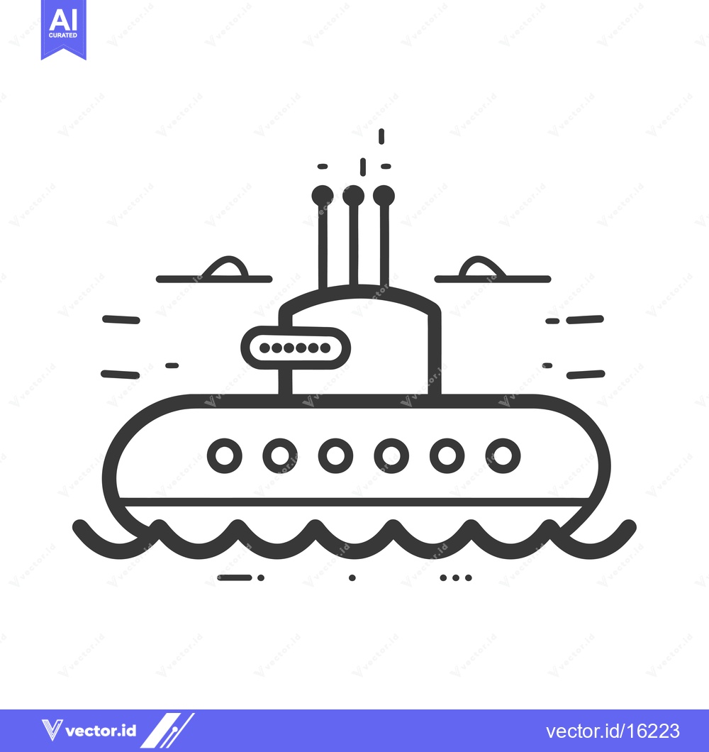 Premium Vector of A Line Drawing of a Submarine in the Ocean