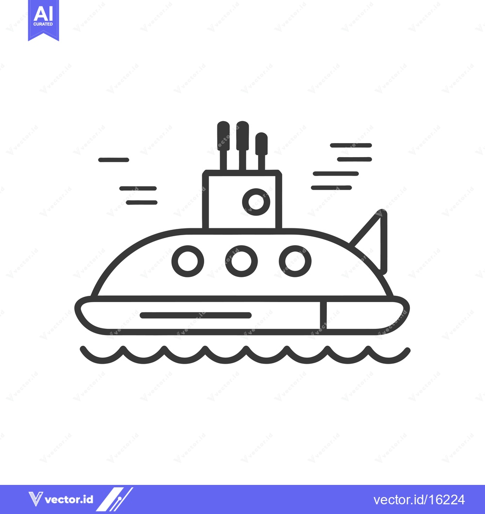 Premium Vector dari A line drawing of a submarine moving through water