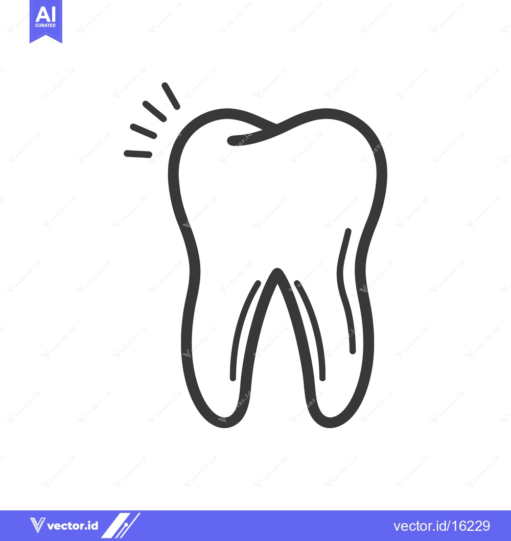 Premium Vector dari A Line Drawing of a Tooth with a Painful Spot