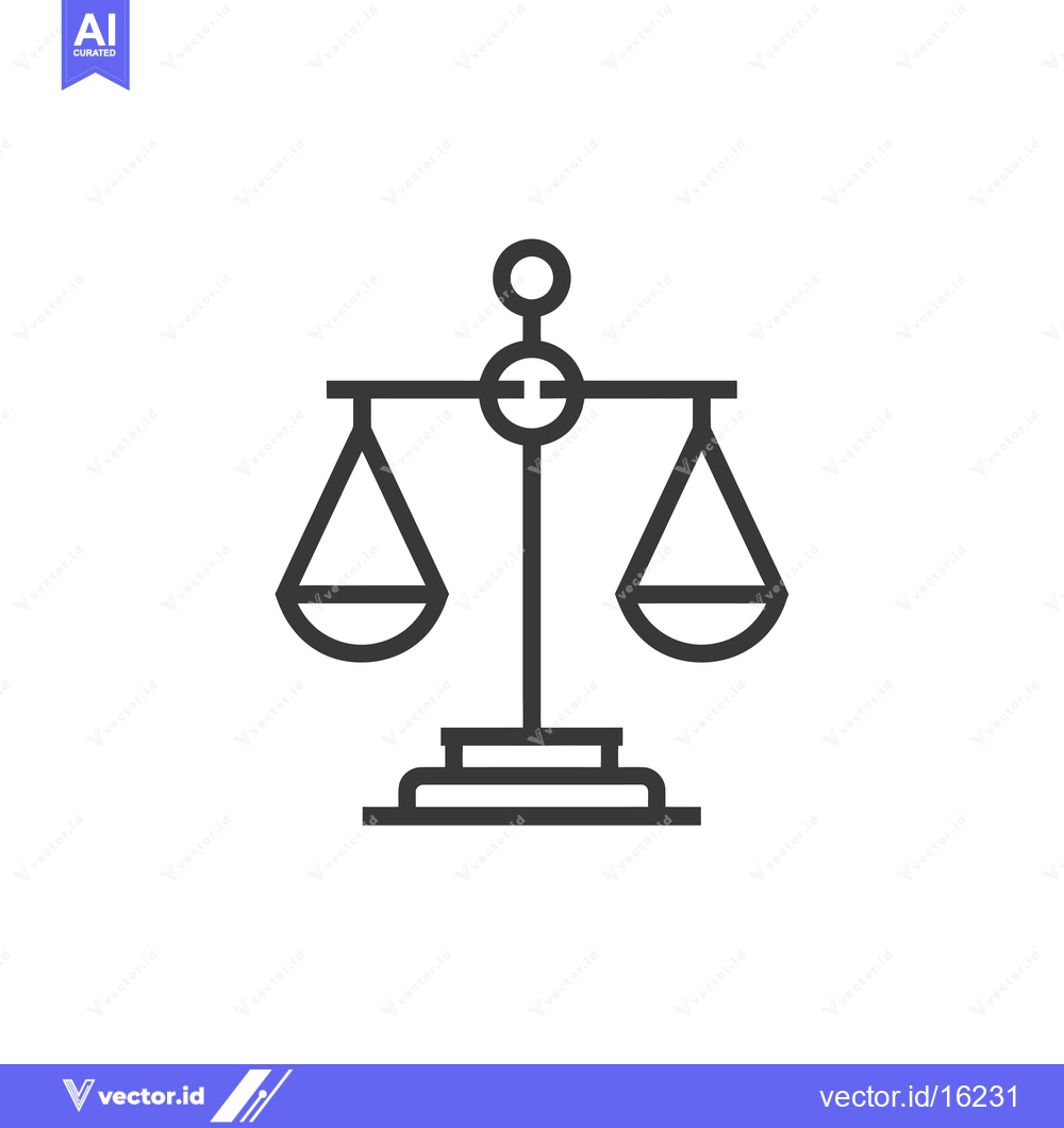 Premium Vector dari A line drawing of a traditional scale with two symmetrical pans