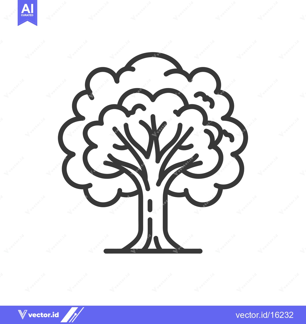 Premium Vector dari A Line Drawing of a Tree with a Thick Trunk and Branches