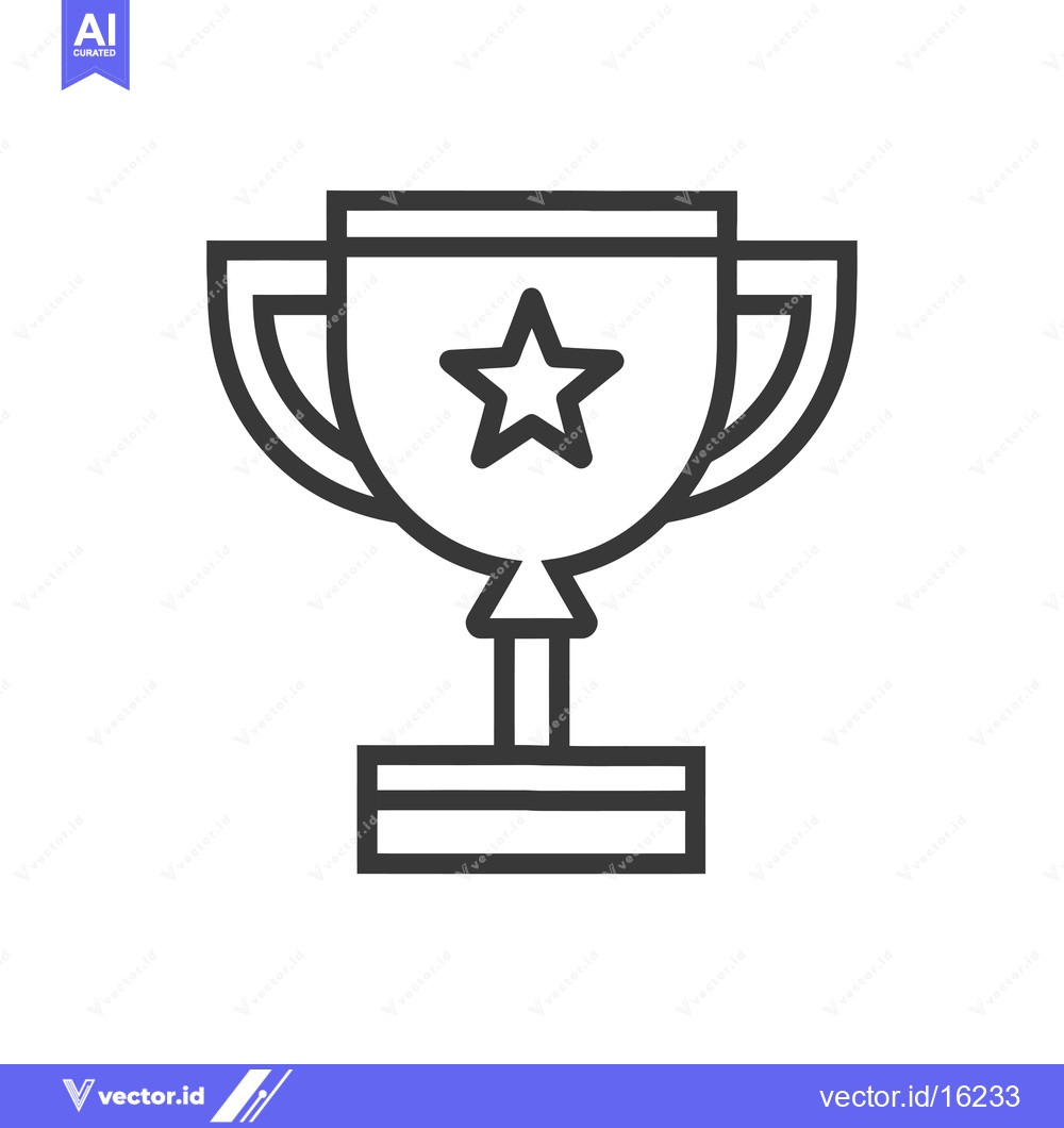 Premium Vector dari A Line Drawing of a Trophy Cup with a Star Inside