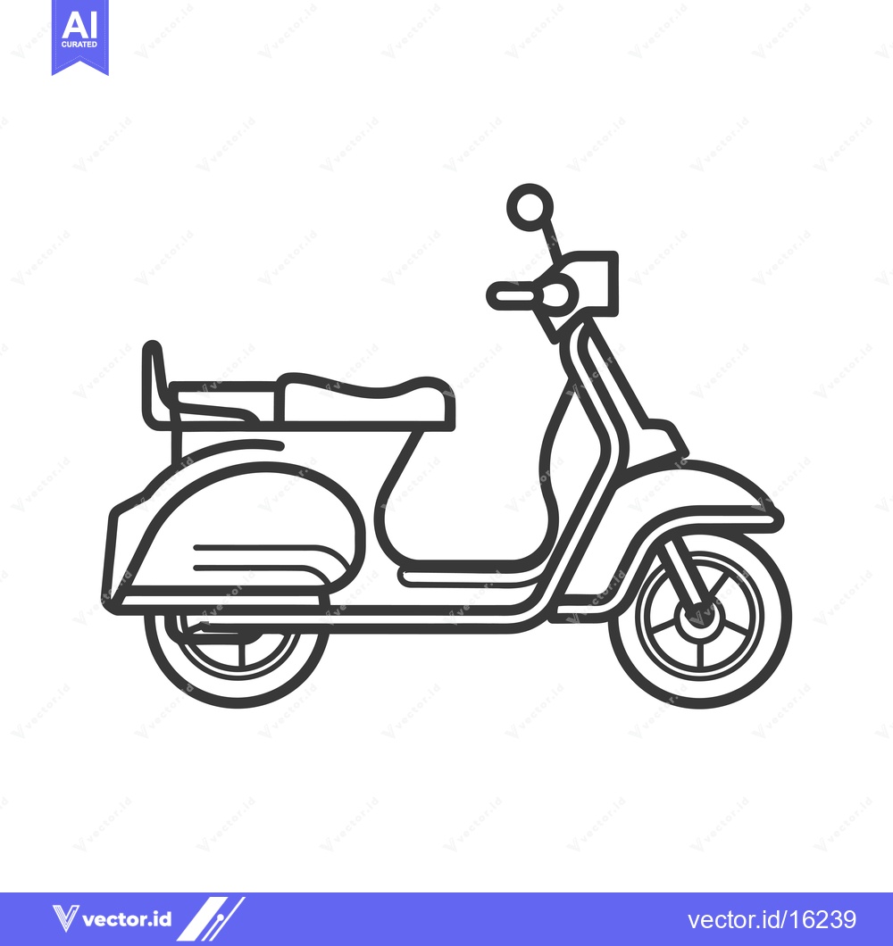 Premium Vector of A Line Drawing of a Vintage Motor Scooter