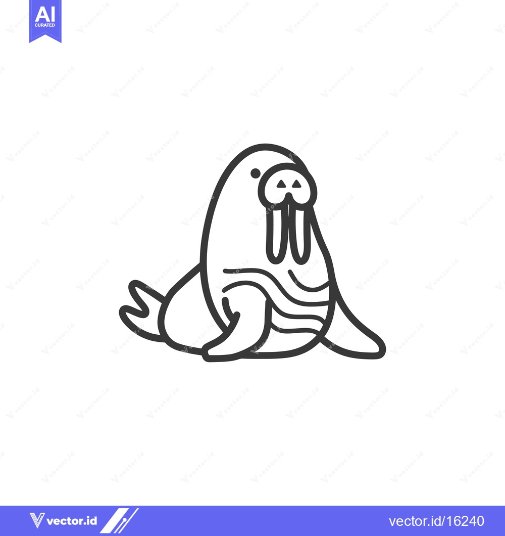 Premium Vector dari A Line Drawing of a Walrus with Its Tusks Showing