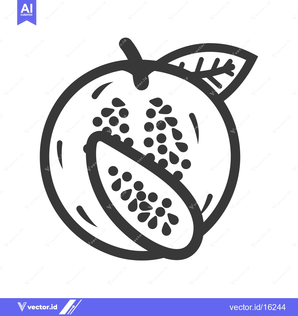 Premium Vector dari A Line Drawing of a Whole and a Slice of Papaya with a Leaf