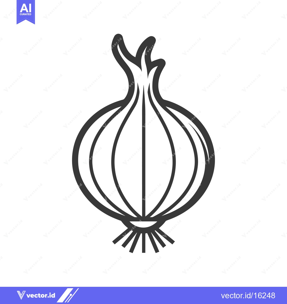 Premium Vector of A Line Drawing of a Whole Onion with Roots
