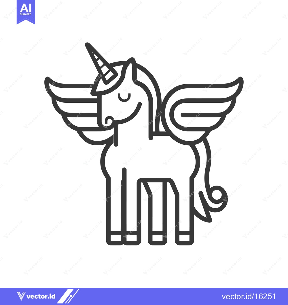 Premium Vector of A Line Drawing of a Winged Unicorn