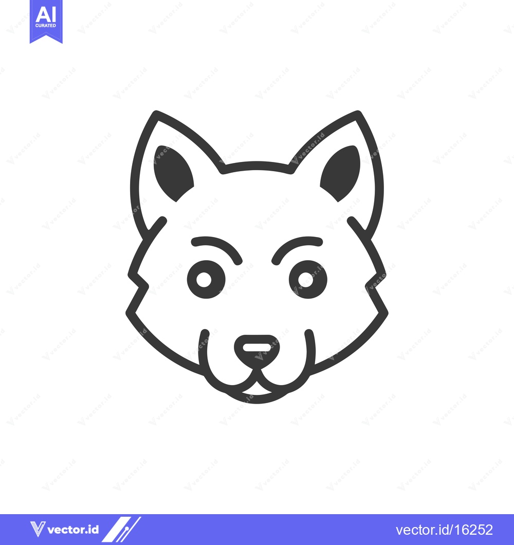 Premium Vector dari A line drawing of a wolf's face with a smiling expression