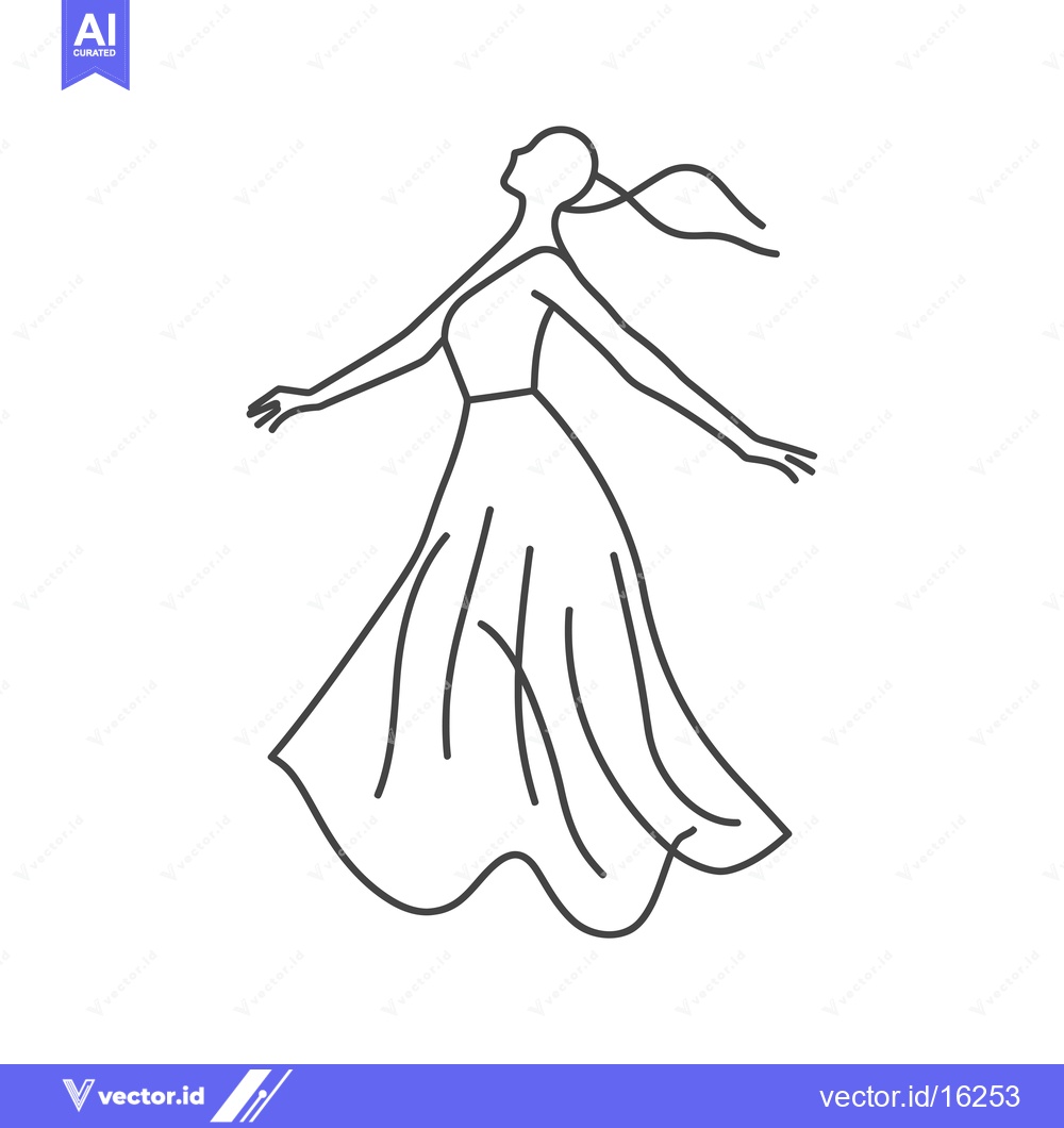Premium Vector dari A Line Drawing of a Woman in a Flowing Dress
