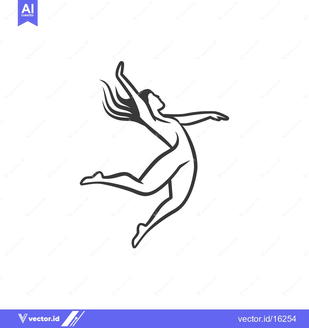Premium Vector of A line drawing of a woman leaping in mid-air