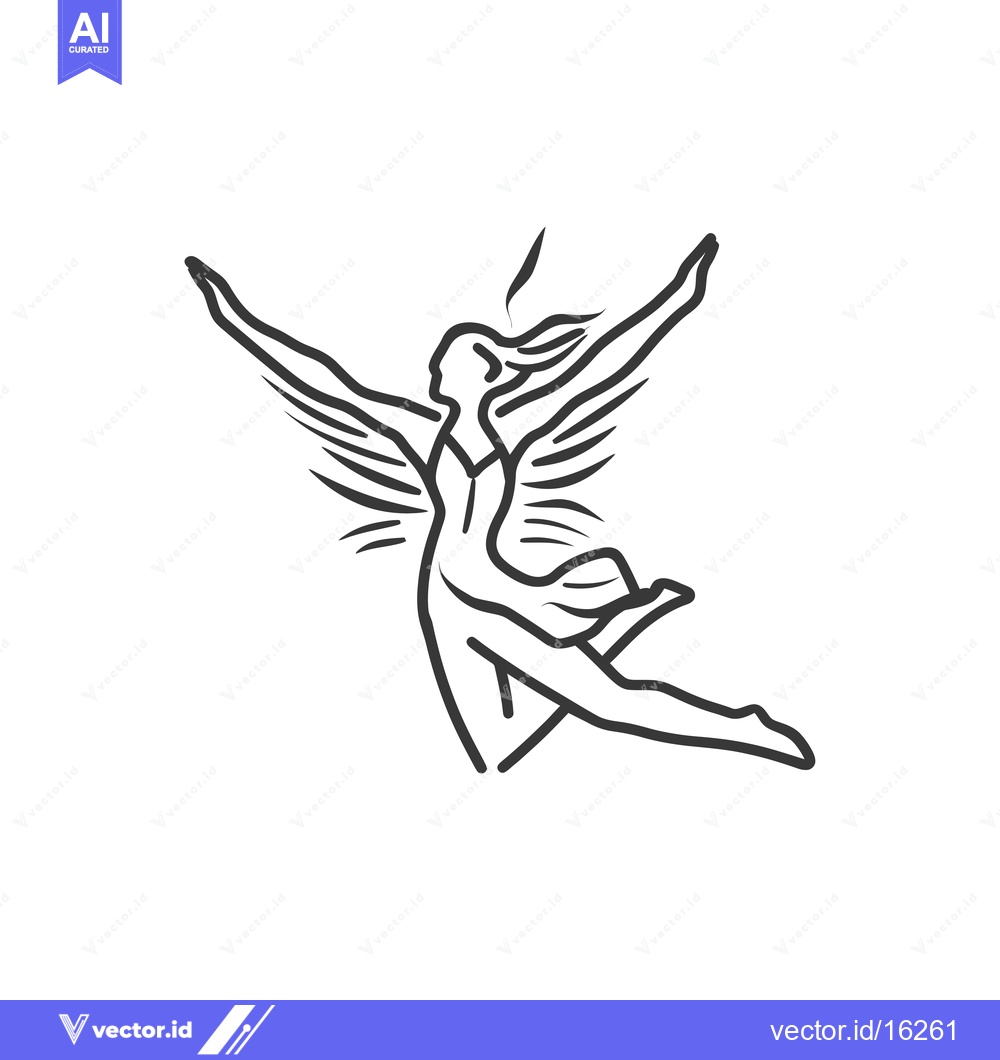 Premium Vector dari A line drawing of a woman with wings soaring through the air